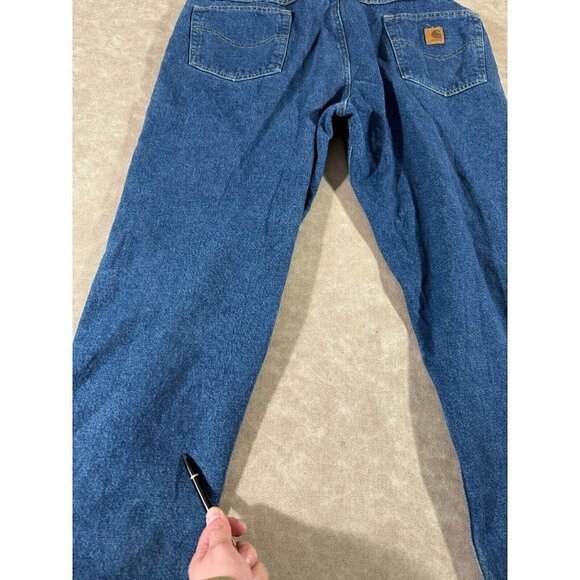 Carhartt Mens Relaxed B172 DST Denim Jeans Straight Leg Flannel Lined Blue 38x30 - Picture 4 of 11